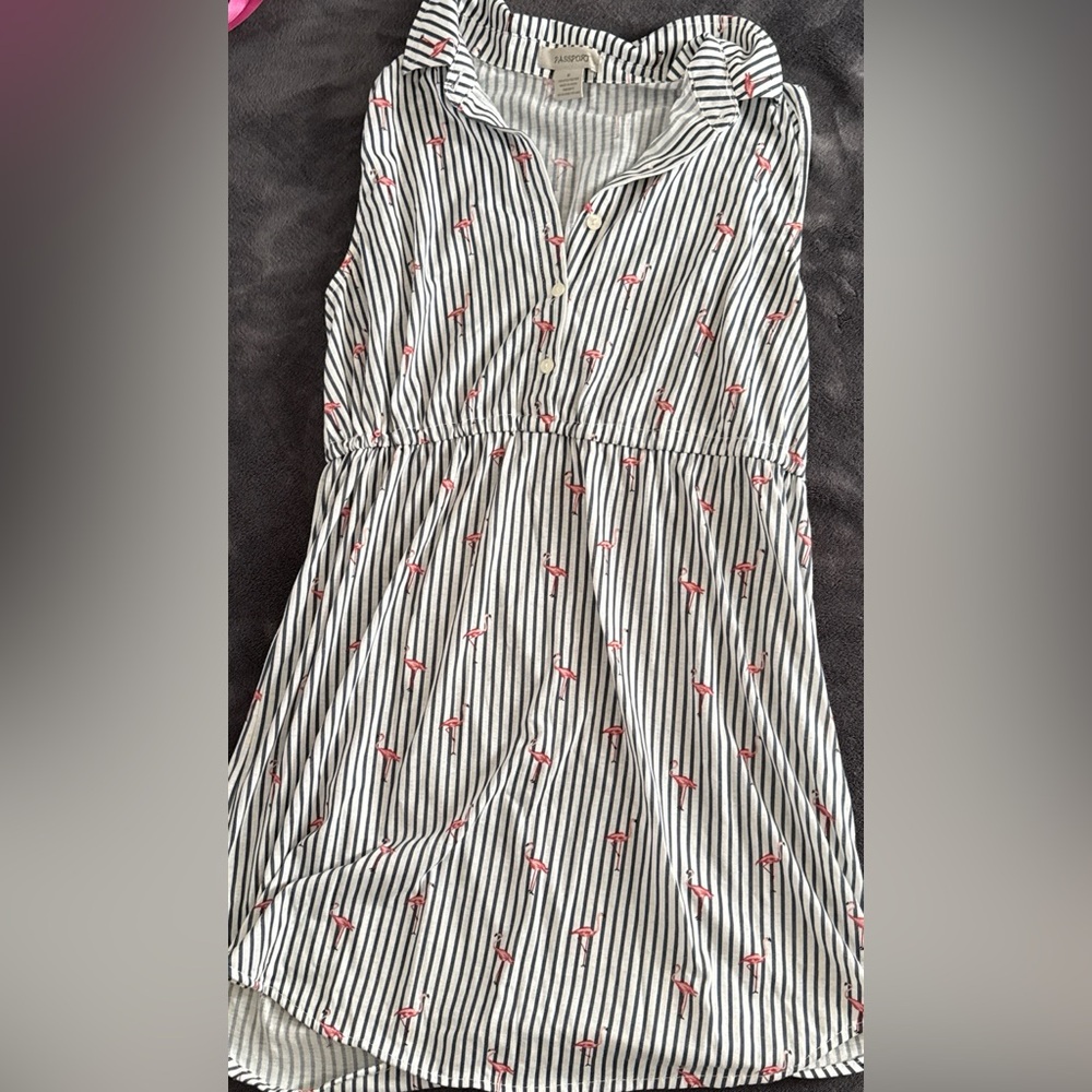 Passport Striped Shirt with Flamingo Design
